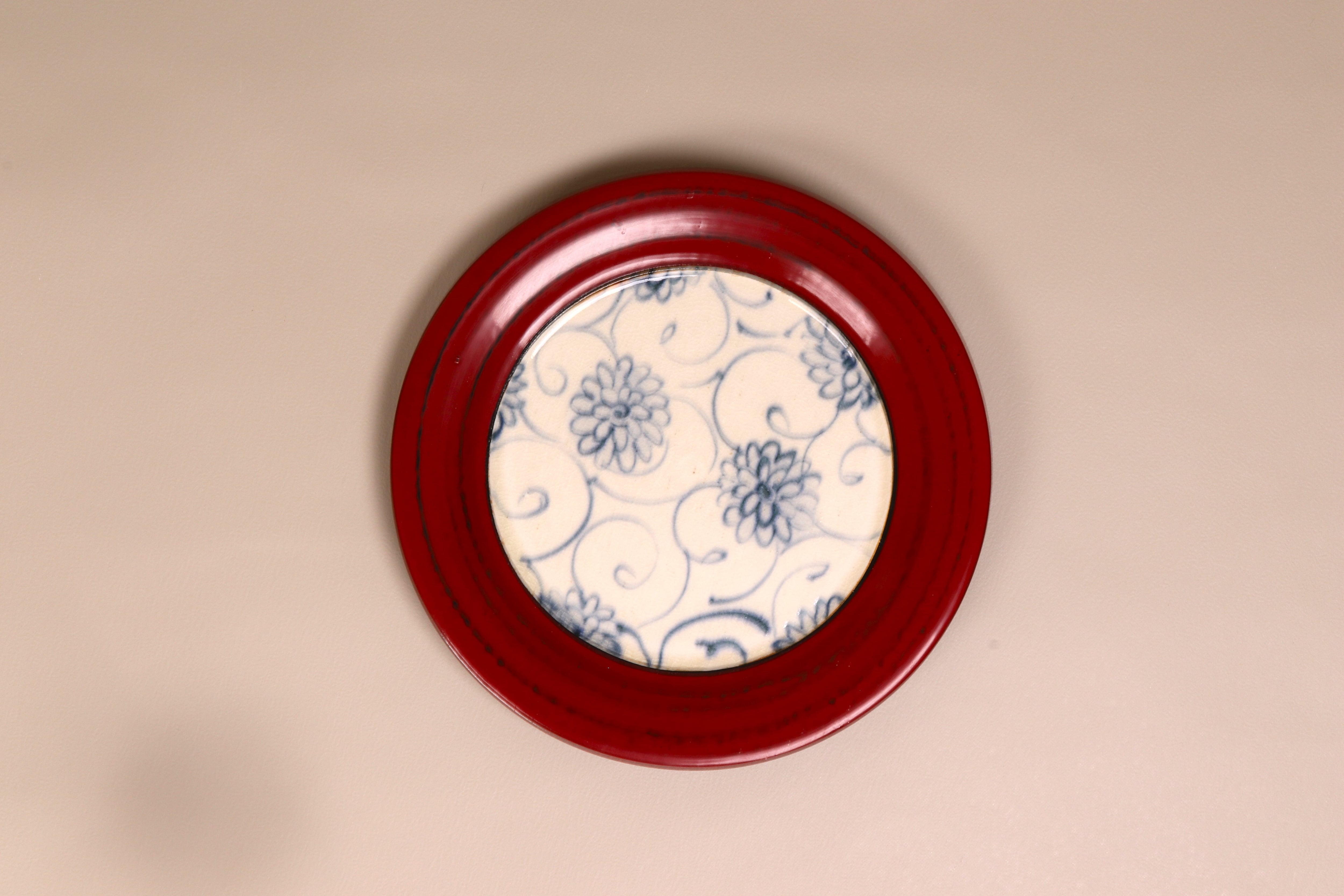 漆陶 リムプレートミニ 花唐草【B級品】