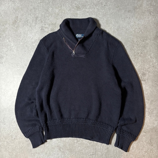 1990s “Polo Ralph Lauren” Zip Cotton Knit Sweater