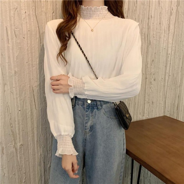 冬韓国2023年新作レースボトミングシャツ、女性用トレンディなハーフハイネックTシャツ、女性用プラスベルベットパッド入りウォームトップ