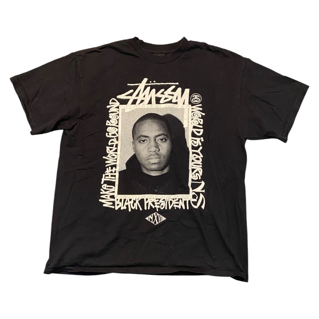 00's STUSSY ステューシー　Nas NEXUSVII Tシャツ XL STUSSY × NAS × NEXUSVII.】ステューシー × ナズ × ネクサスセブン