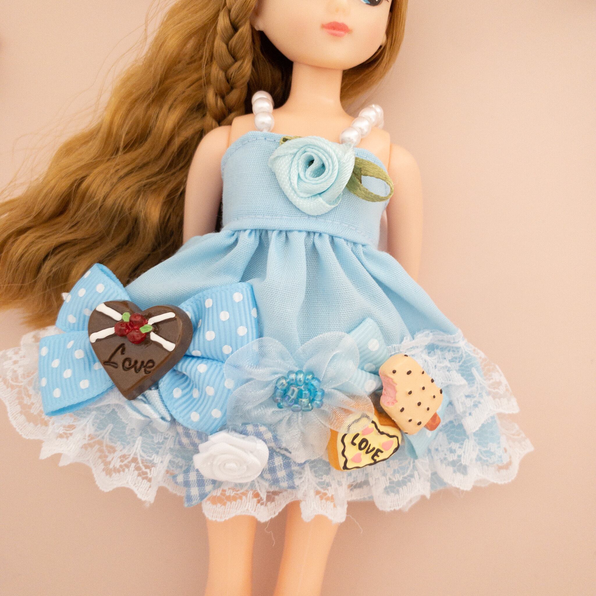 リカちゃんミニドレス 水色１ Dollkamiyu