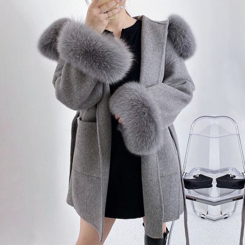 再入荷】全4色FOX FURフード付きショートコート | ROSE AURA