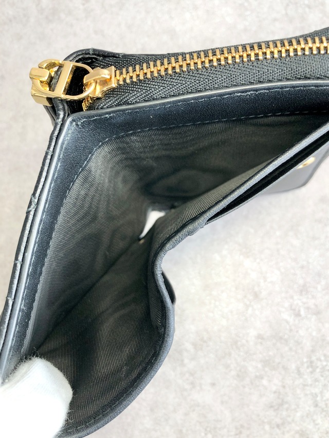 Christian Dior クリスチャン ディオール カナージュ 財布 ブラック レザー j7yntp