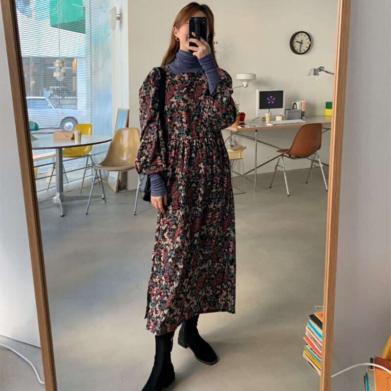 スプリングカジュアルパターンスカート スタンダードドレス レトロ 春物 YY-ファッション56210778225