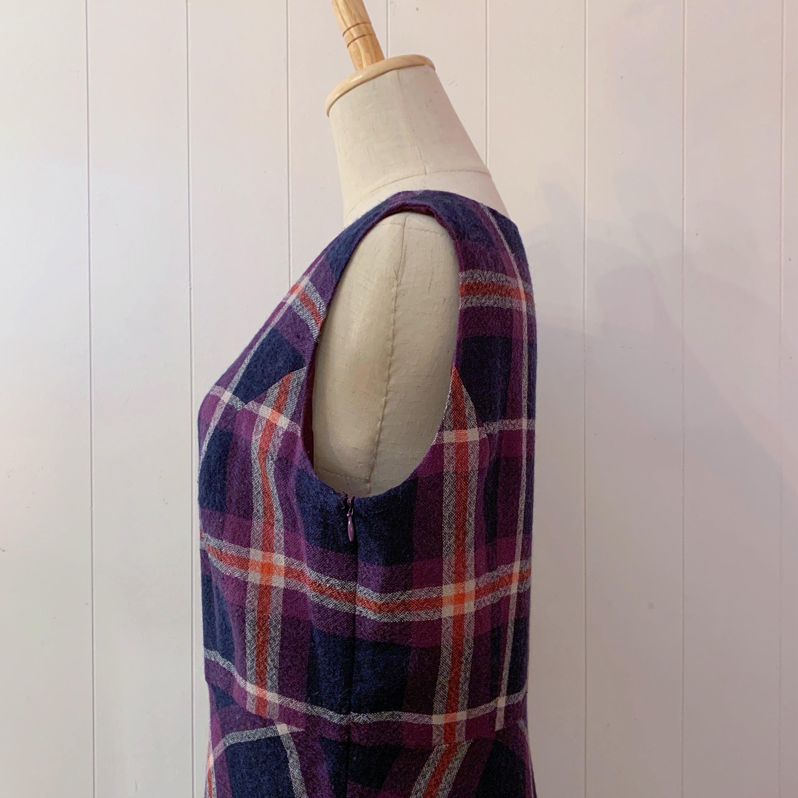 Laura Ashley / purple check flare one-piece