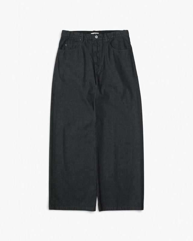 saby KAMATA DENIME TYPE 3 WIDE STRAIGHT LEG - 11oz Uneven yarn Denim - BLACK/OW