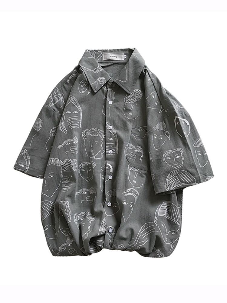 全3色 シャツ トップス 総柄 カジュアル 半袖 おしゃれ シンプル