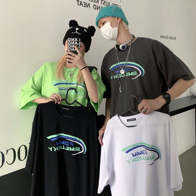 スタイルカジュアルシャツ サマープリントTシャツ ルーズラウンドネック 大きめサイズ かわいい 夏物 Oネック ケッペル65535189405