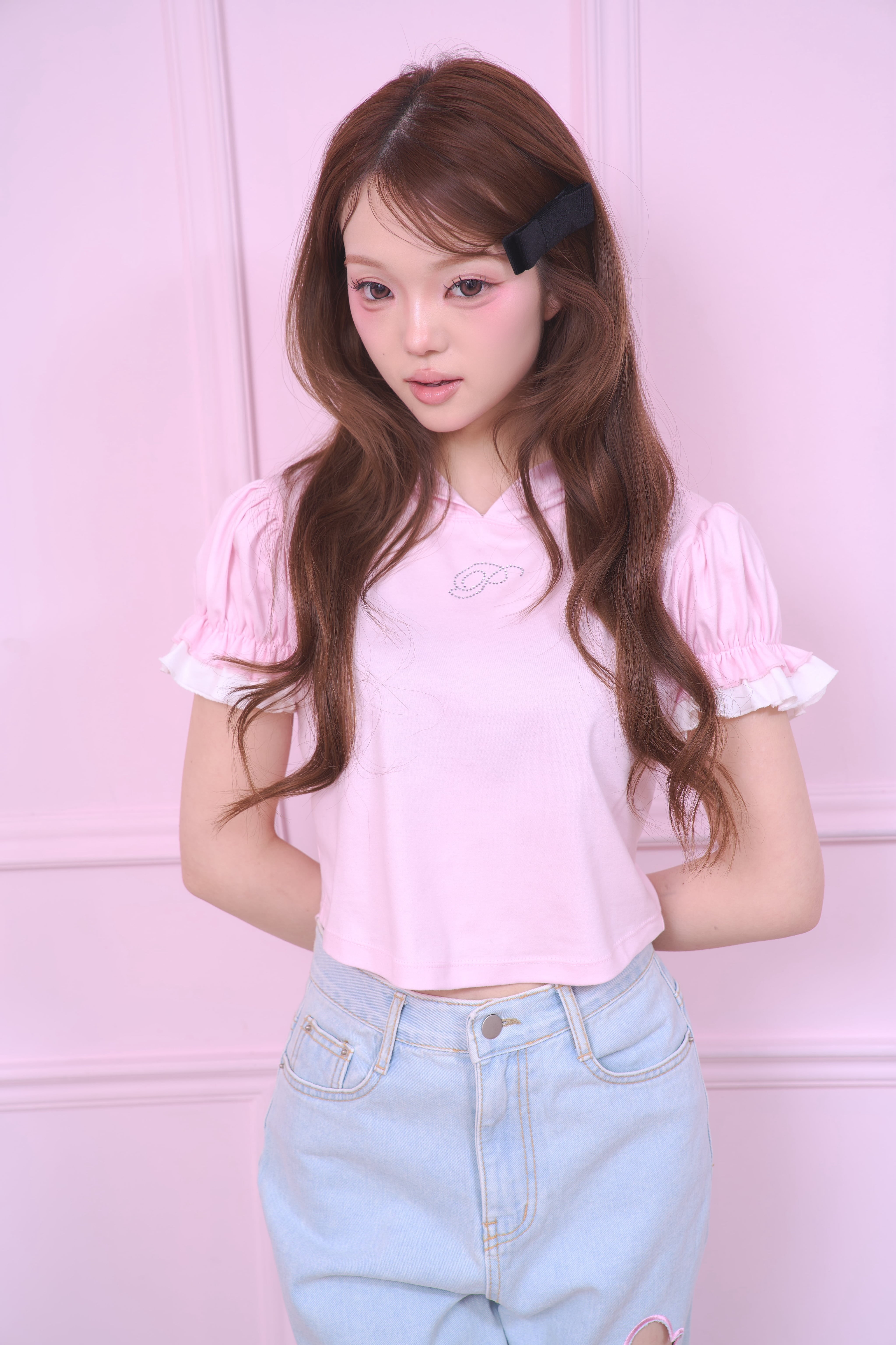 twinkle frill hoodie tops〈baby pink〉 | PRIMAVELY