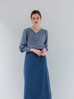 2way bicolor knit one-piece（blue×blue）