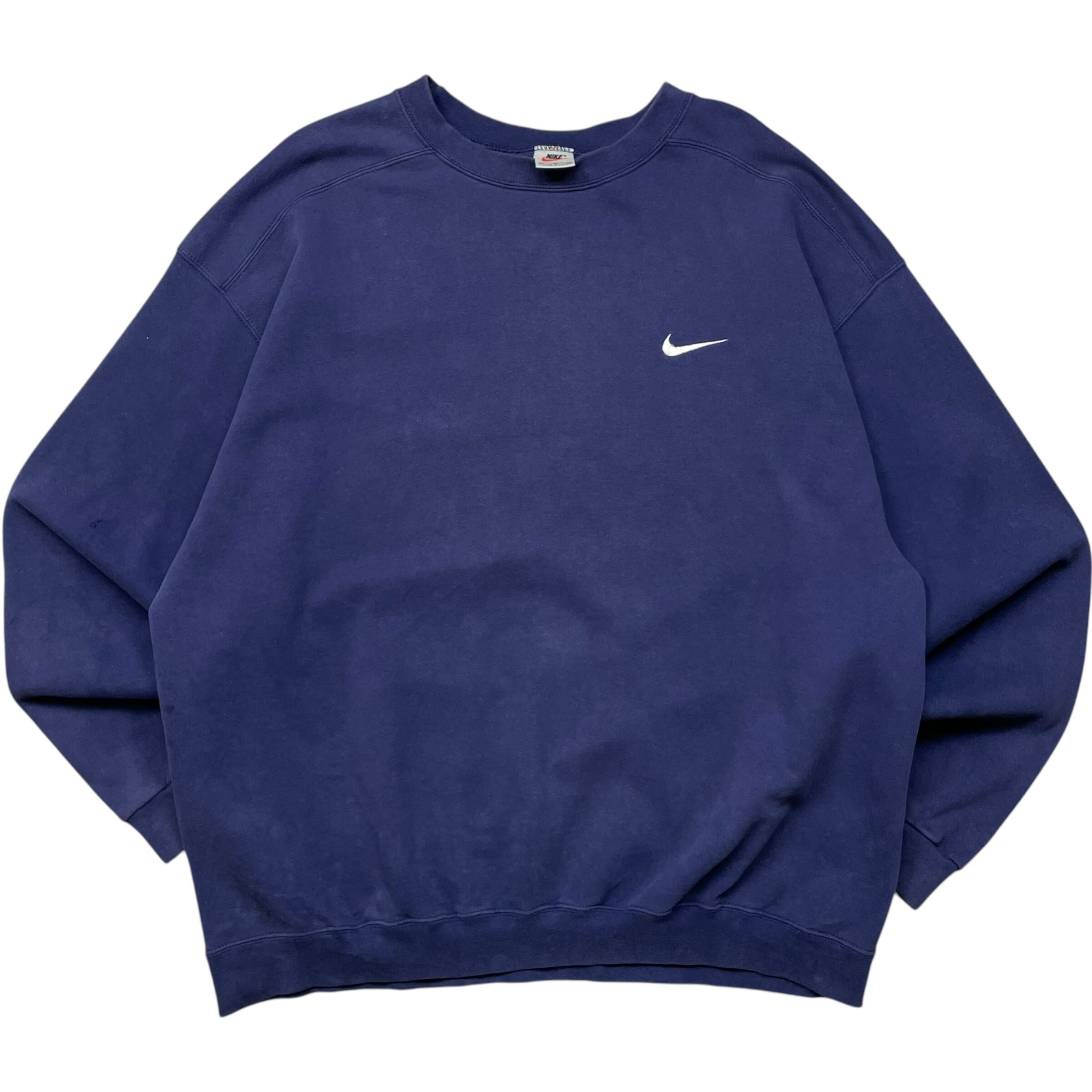 《XL》NIKE ナイキ ワンポイント ロゴ 刺繍 スウェット パープル USA製 90年代 vintage no.5508