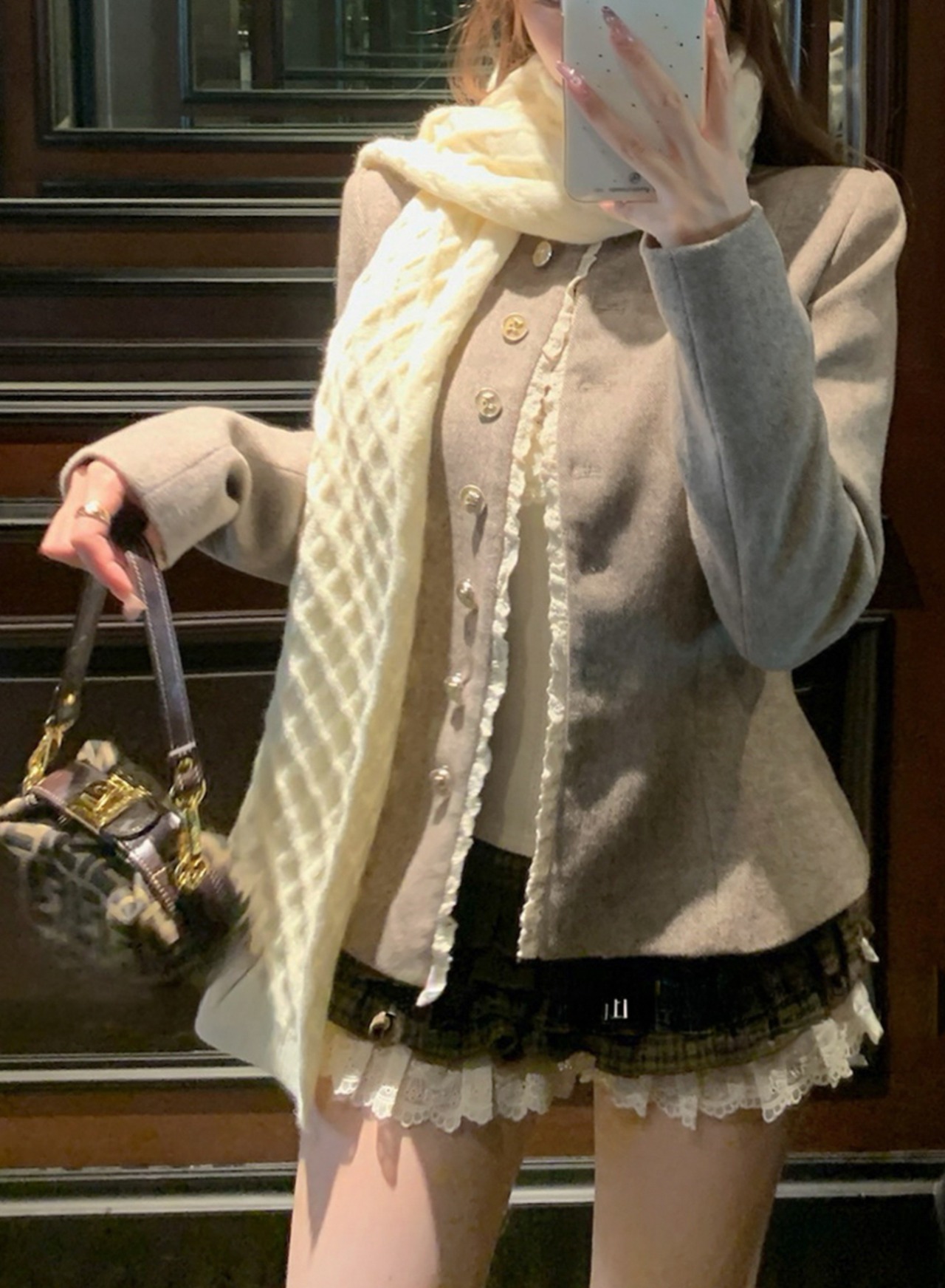 レトロチェックスカートパンツ LK1778