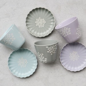 波佐見焼　カップ　フラワー（ブルー・グレー・ライラック）26-028