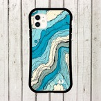 受注生産 iPhoneケース 水色の海流マーブル抽象｜抽象柄 PABS004B
