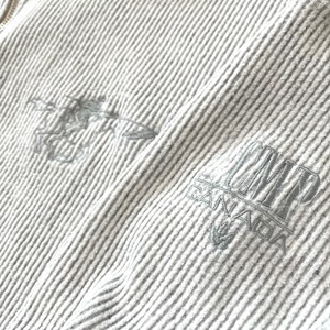 【USA古着】ハーフジップ カナダ 刺繍ロゴ ワンポイントロゴ スウェット 立体 ストライプ プルオーバー XL相当 US古着