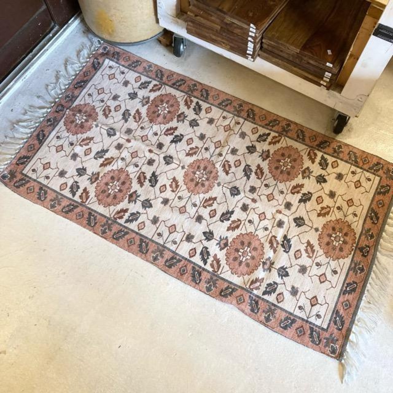 TOPANGA Homefurnishing　ペルシャプリントフロアラグマット　キャラジ　80×140cm　フロアマット　ペルシャ絨毯　ポリエステル　二人掛けソファ　