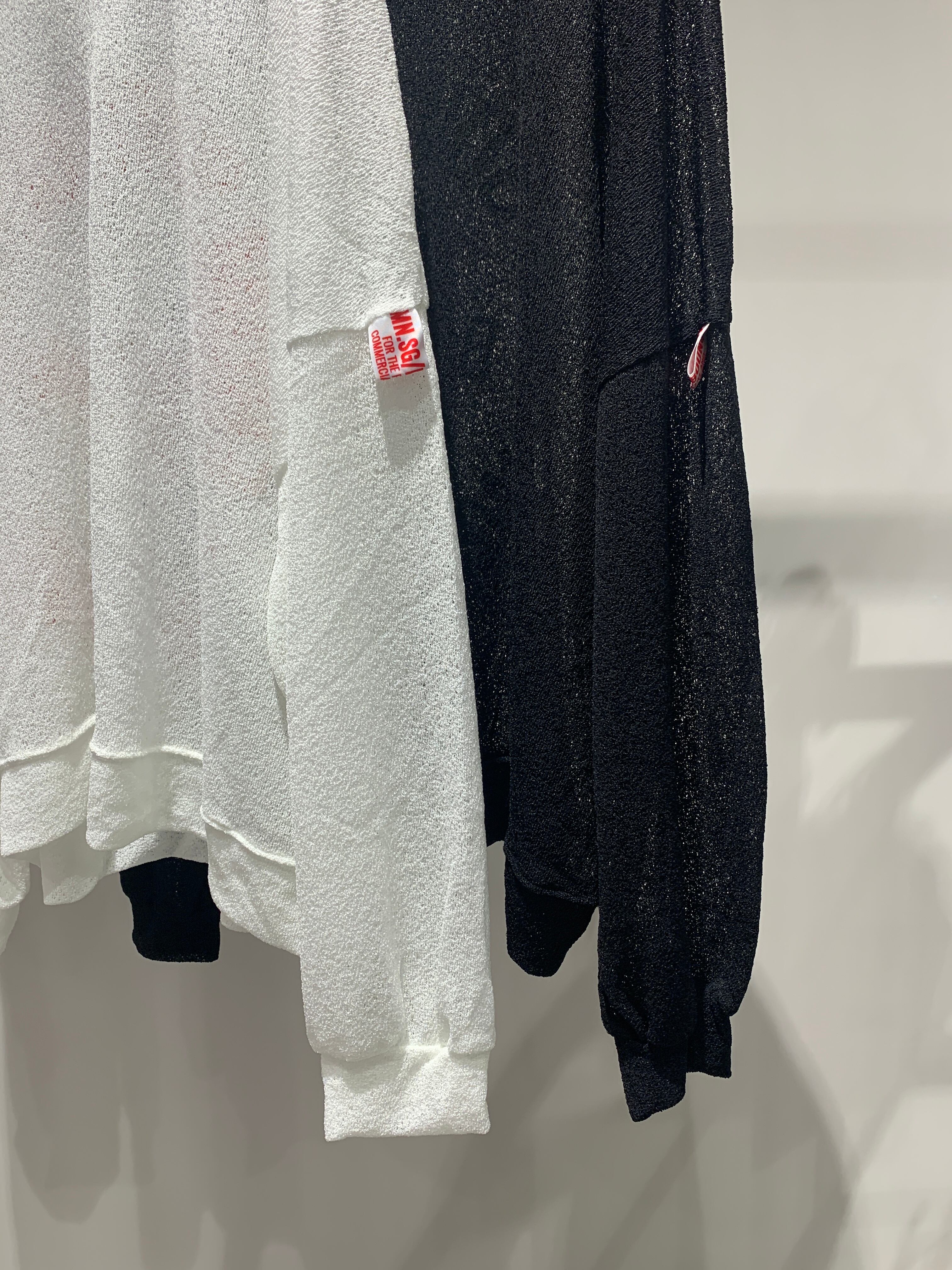 back print sheer knit tops