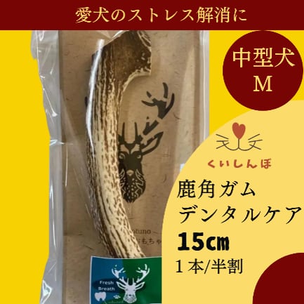 鹿の角Mサイズ半割１本　犬のおもちゃ　犬のデンタルケア　ガジガジ　鹿角の歯磨きガム