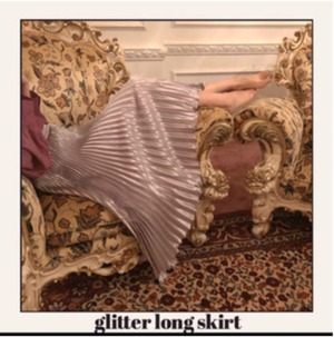 ★送料無料★9号（M)☆光沢メタリックロングプリ－ツスカ－ト(SKN9536)