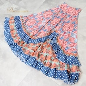 フラメンコ 衣装 ファルダ スカート 赤 青 水玉 ドット 柄 模様 ペイズリー フリル ダンス パーティ 発表会 レッド系 ブルー系 ホワイト系 かわいい おしゃれ フェスティバル レディース ステージ衣装 フリルスカート ドレス コスチューム