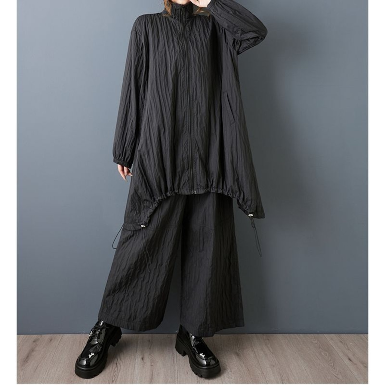 シワ加工 ワイド リラックスパンツ 00311