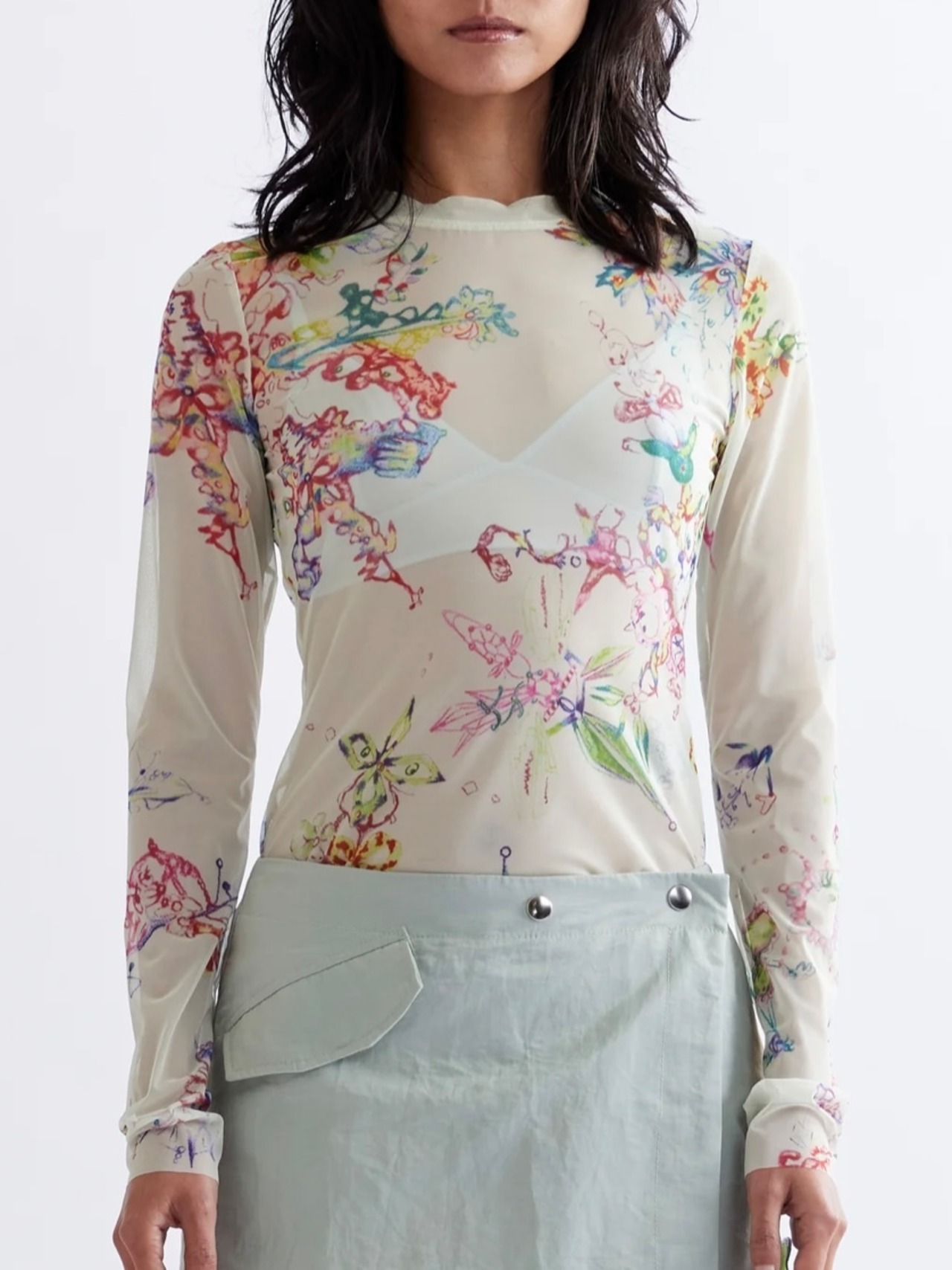 【25SS】P.A.M  Perks And Mini パークスアンドミニ / FRACTAL MESH TOP - COCO STAR / シアートップス - 1