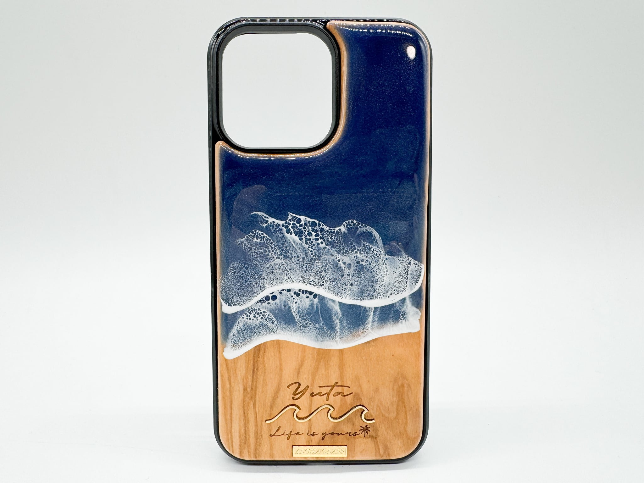 Wavy/wood×resin midnight blue wave case(olive wood)