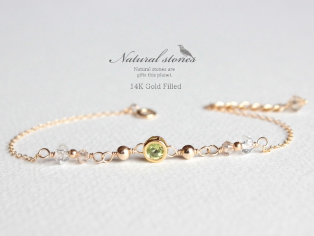 Candy charm Bracelet 14KGF Peridot