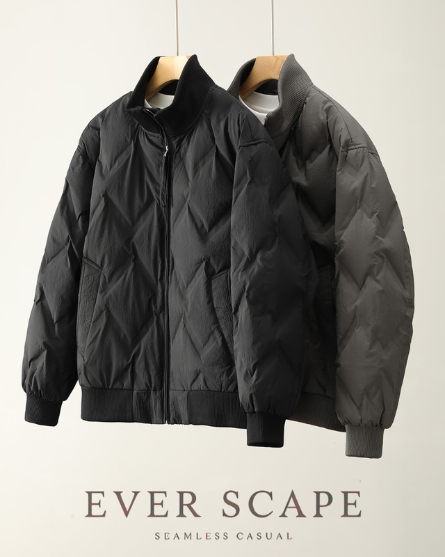 ジップアップ ダイヤキルティングダウンジャケット 2色　A0013