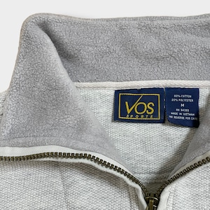 【VOS SPORTS】WARRIORS ハーフジップ スウェット プルオーバー ワンポイント刺繍ロゴ MEDIUM  US古着