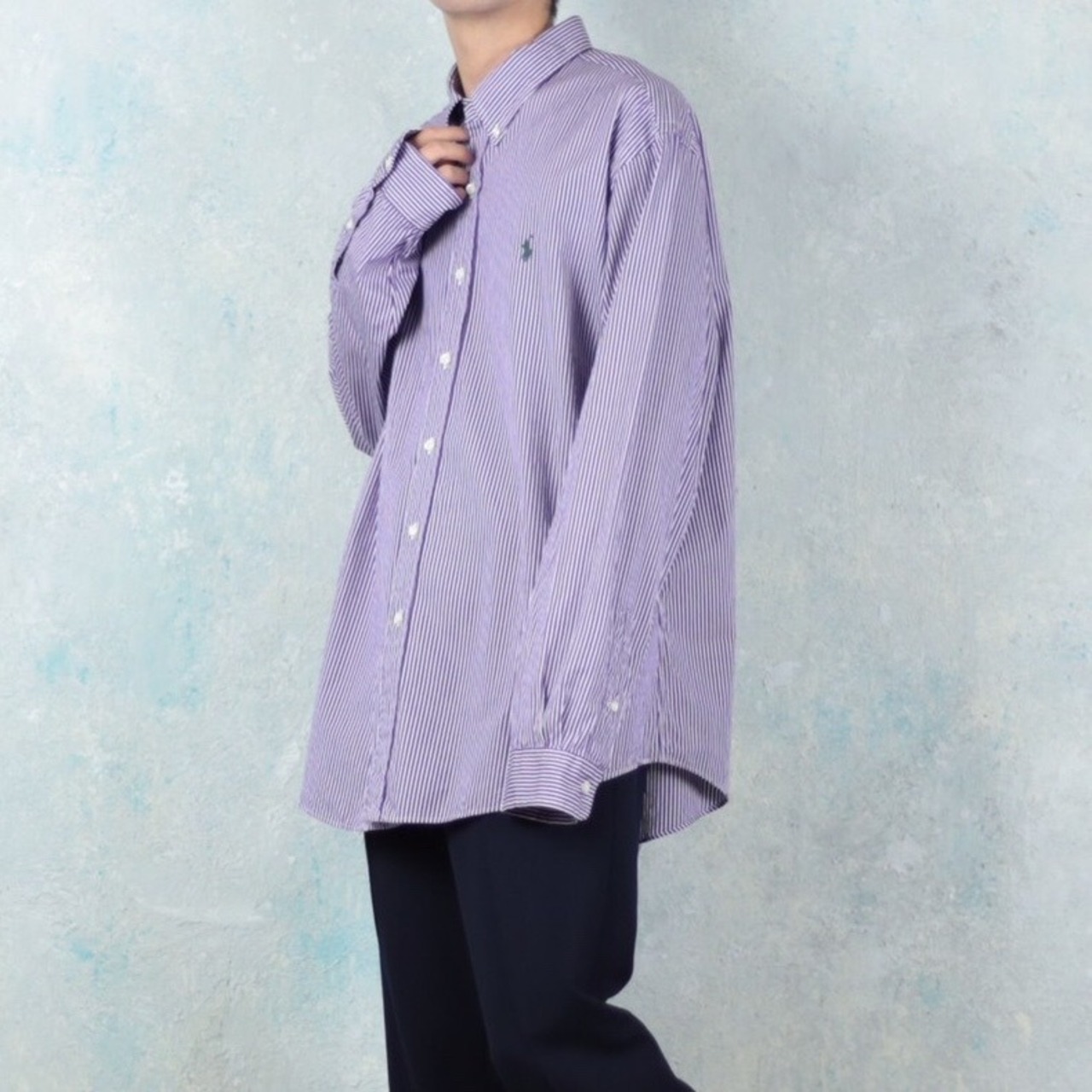 Ralph Lauren パープルカラー オーバーサイズ ストライプシャツ 【FF 