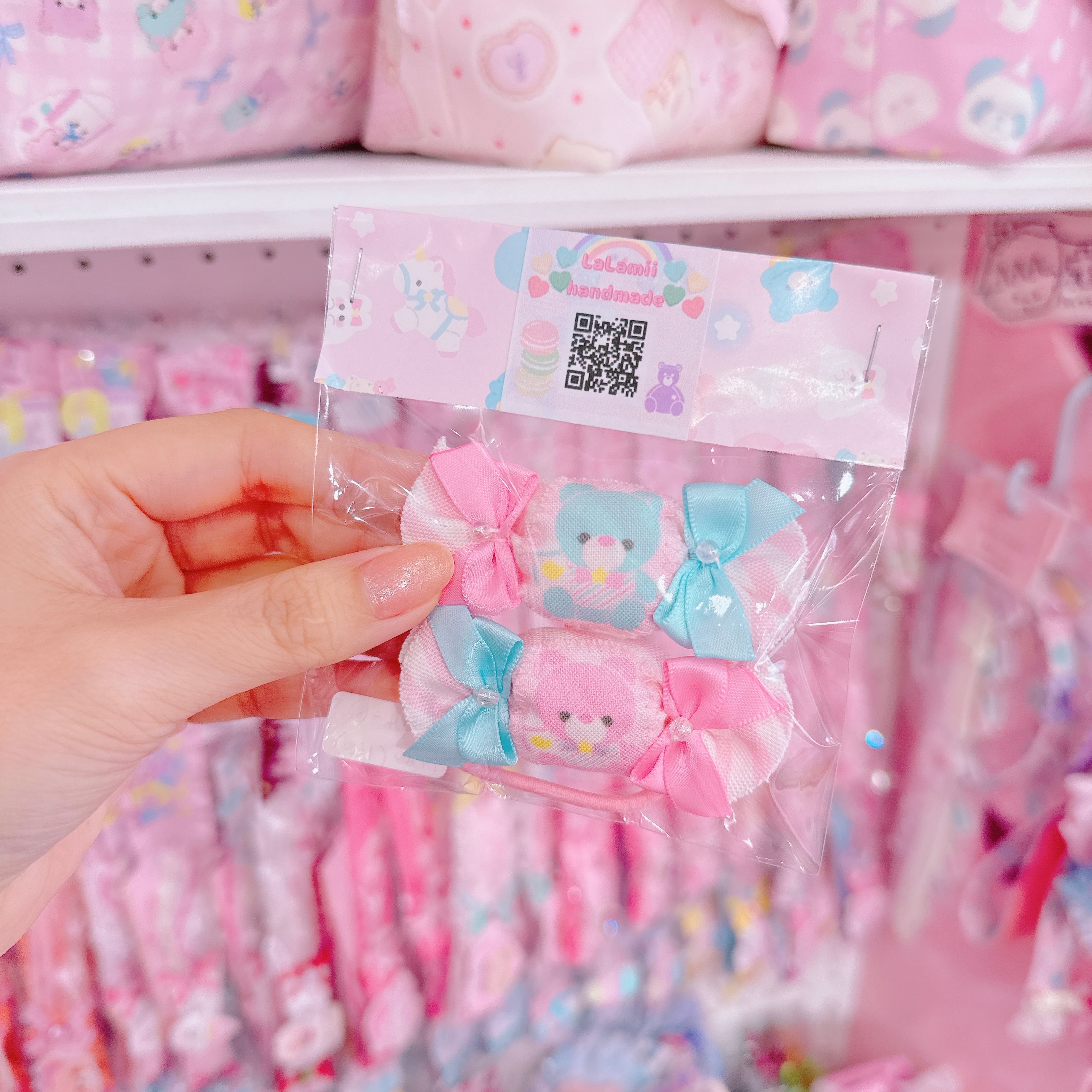 【E3】94-6キャンディリボンツインヘアゴム