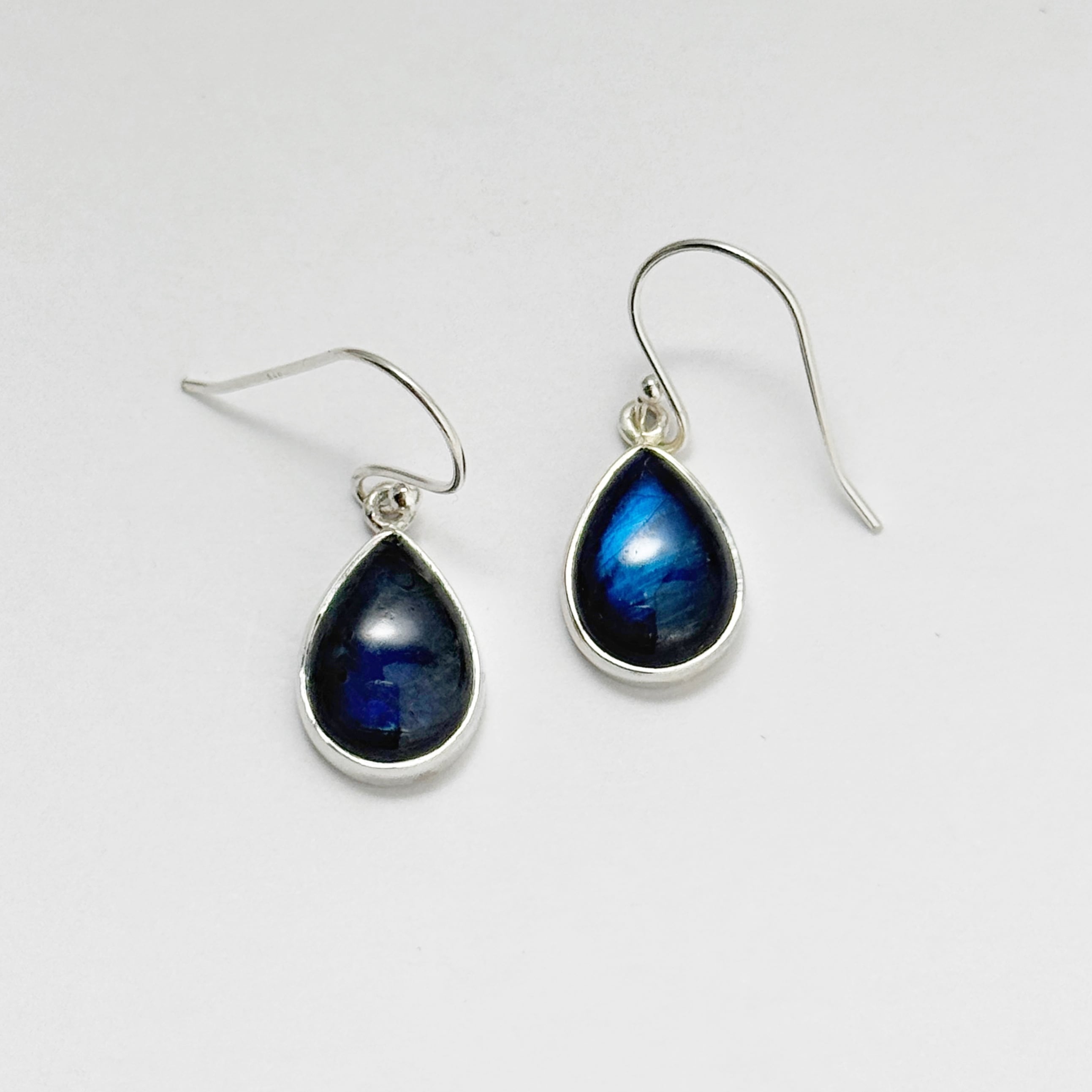 ラブラドライト ドロップ シンプル フック ピアス