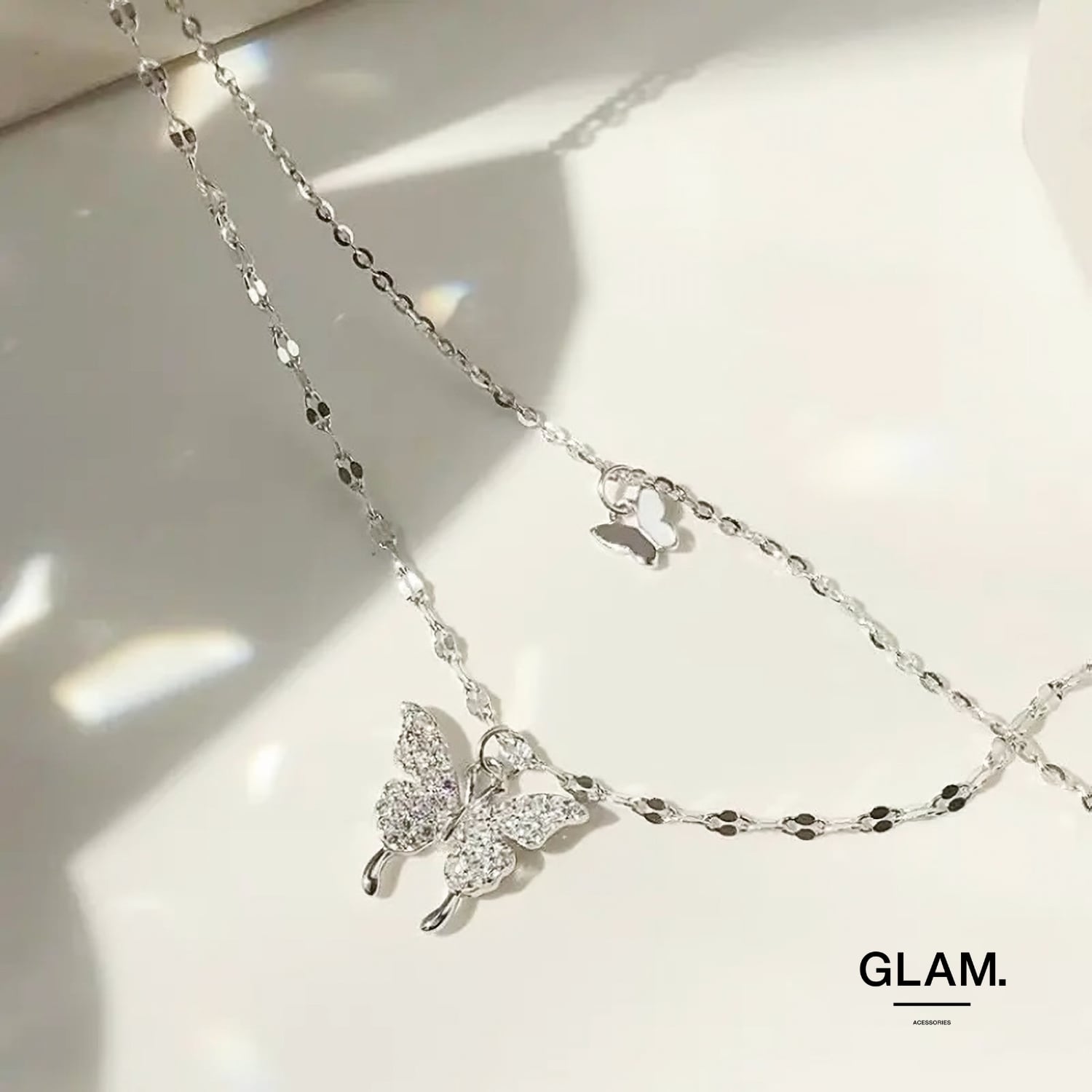 Relovet バタフライネックレス ダングル レイヤー 華奢 シルバーネックレス ジュエリー 女性用 Relovet Butte 並行輸入品