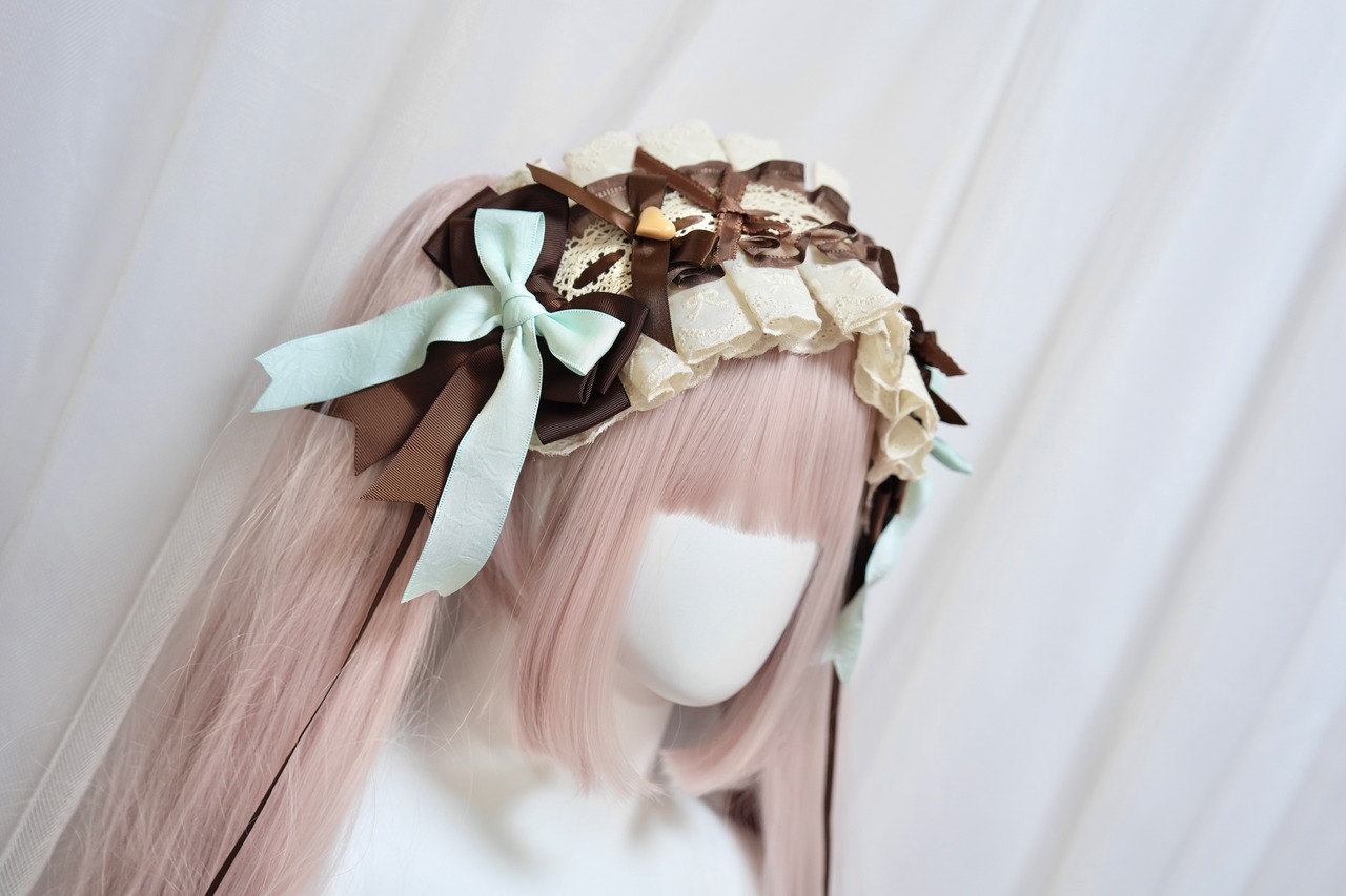 ♡【はじめてセット】チョコミントパフェ ヘッドドレス&お袖留め3点セット ♡