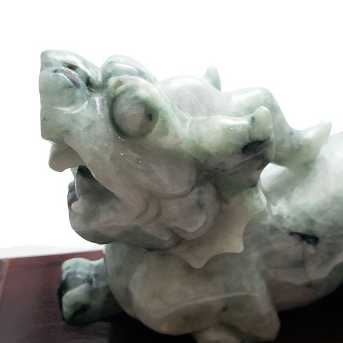 天然石翡翠獅子 置物