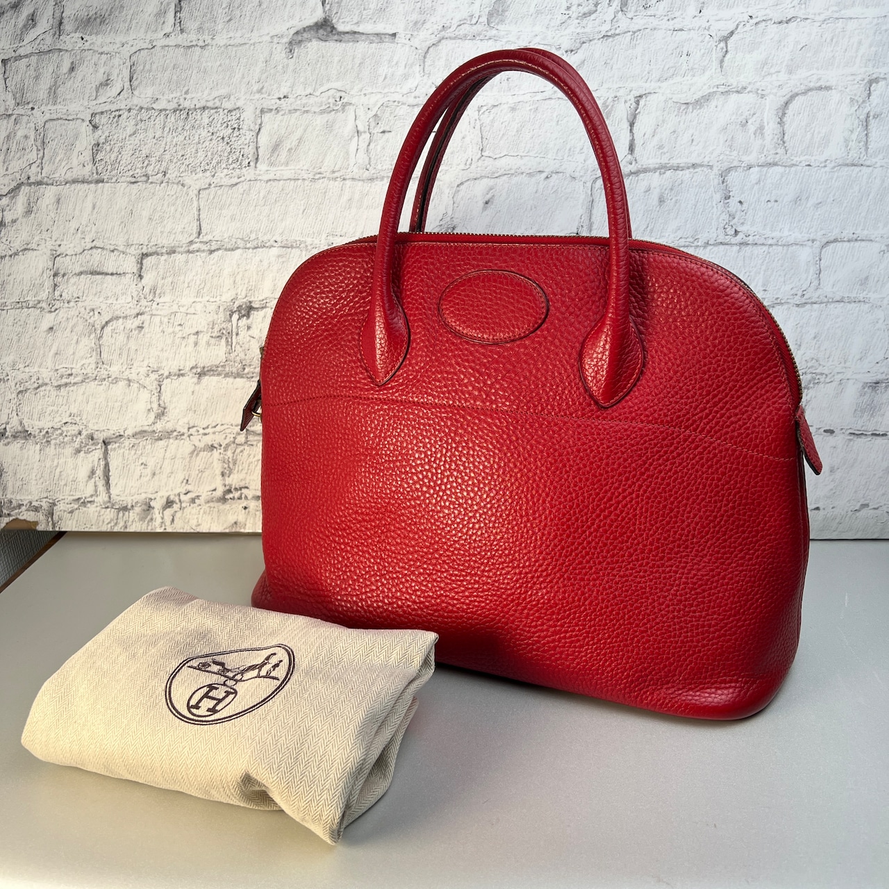 HERMES エルメス ボリード35  キャビアスキン ハンドバッグ レッド A-9923