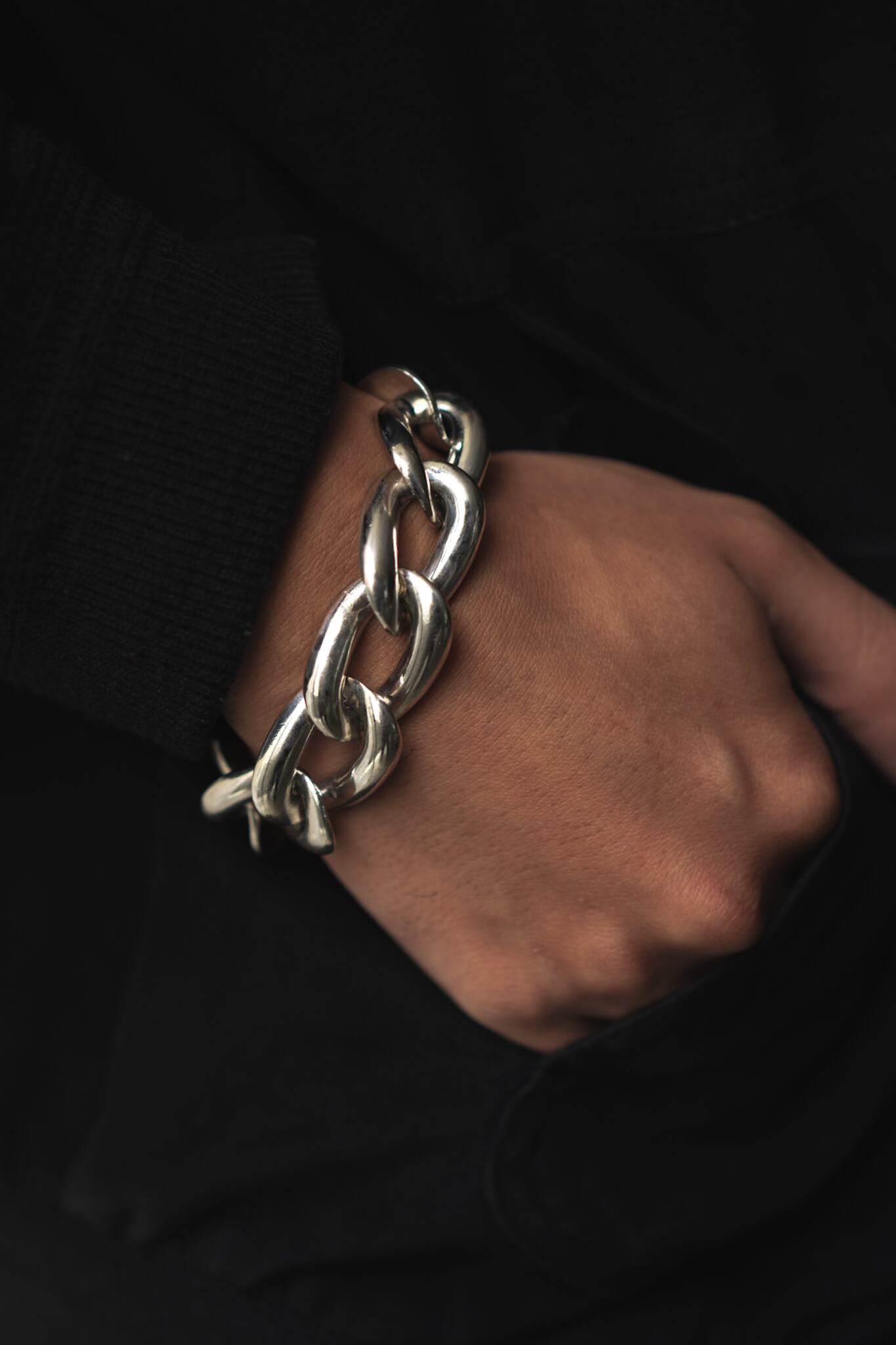 【SAINT LAURENT】オーバルリング ブレスレット レザー Vintage