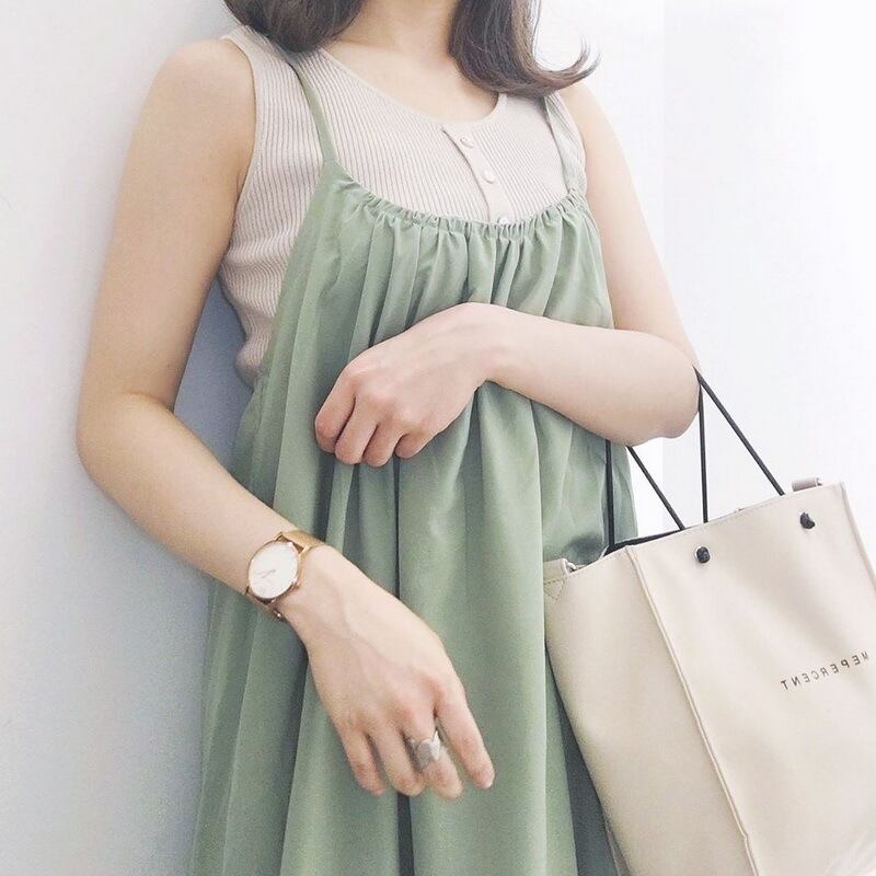 【大人のファッション】リバーシブル キャミワンピ ロングワンピース スリング レイヤー ワンピース 068