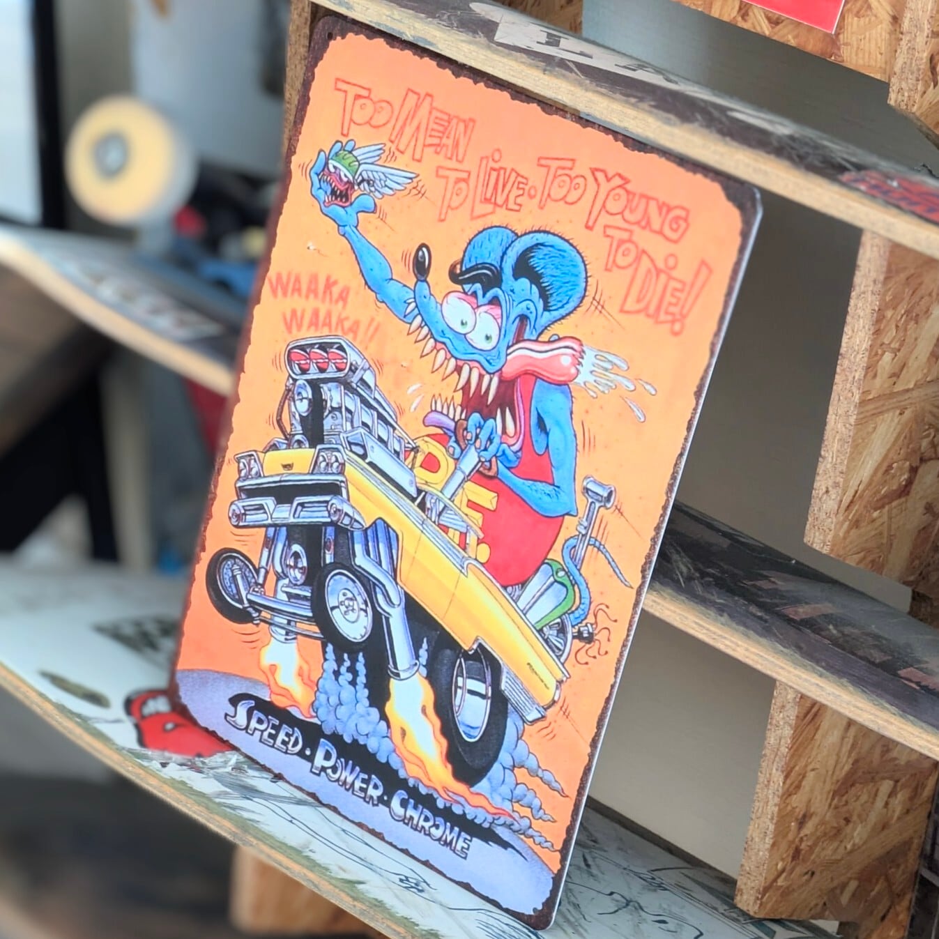 送料無料！ちょうどいいブリキ看板 【 RAT FINK ( ラットフィンク ) 】 METAL SIGN / メタルサイン / ブリキ看板 / サインボード / ビンテージ加工〚アメリカン雑貨 アメトイ〛