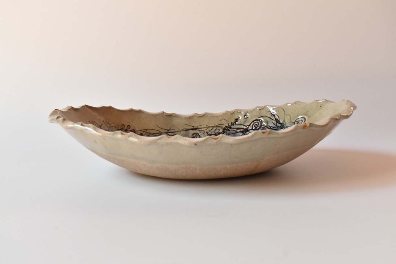 小代瑞穂窯 / 福田るい : ボタ ダ円皿 (特大)