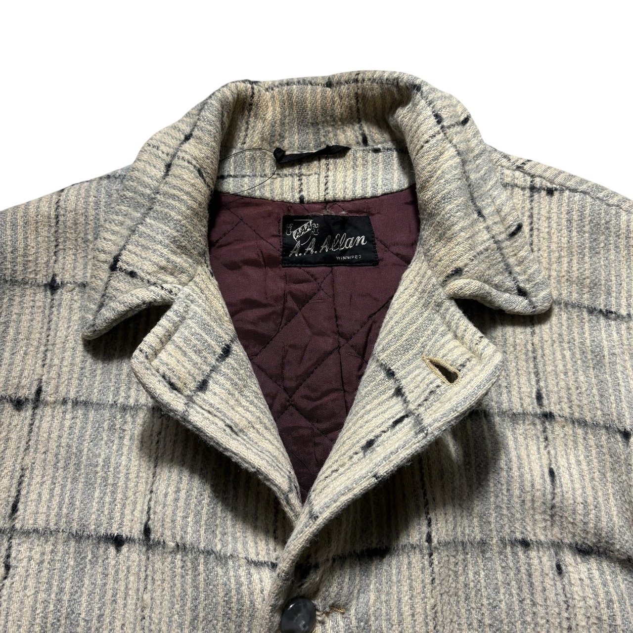 vintage 1950’s black nep off white wool car coat
