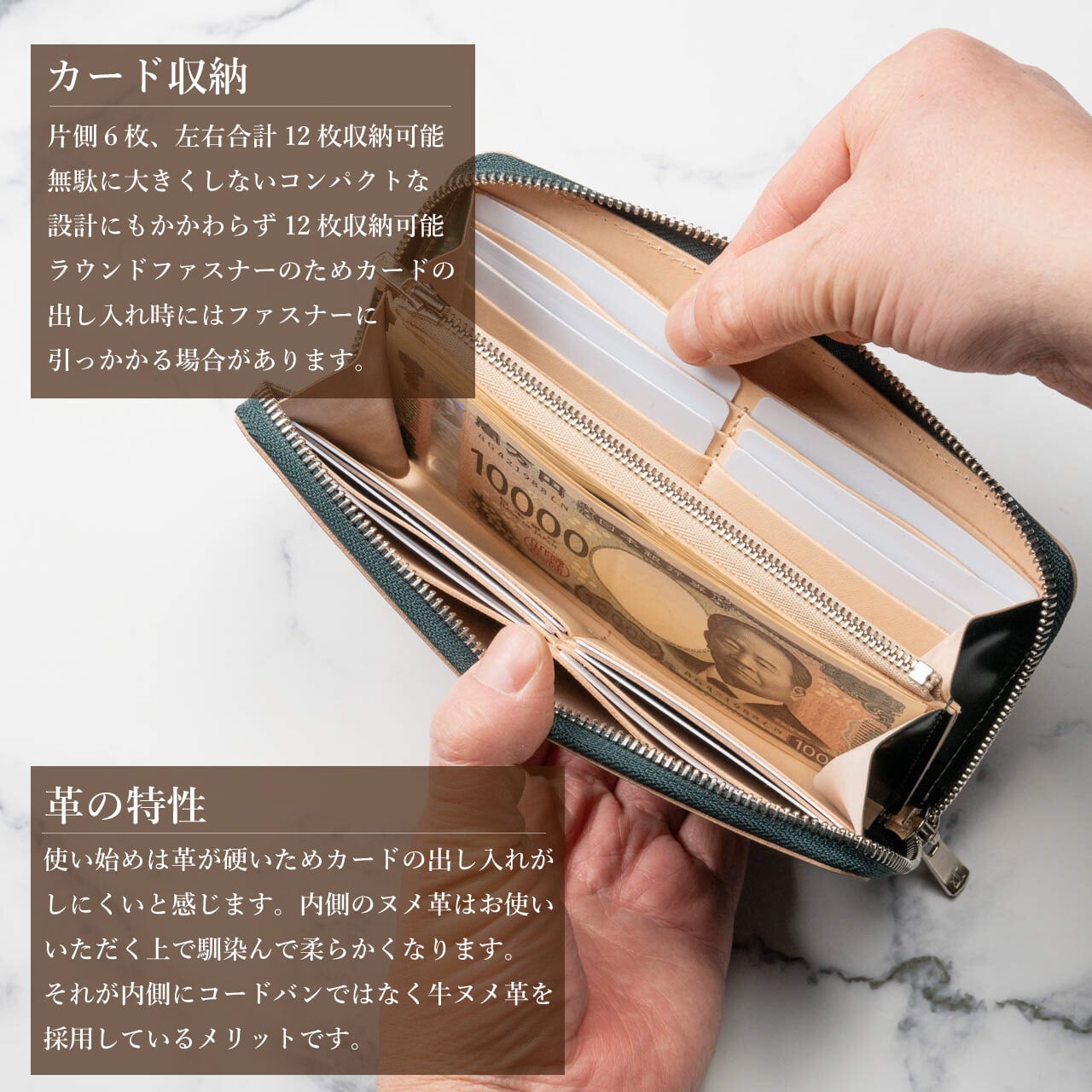 コードバン 長財布 メンズ 財布 新喜皮革 ラウンドファスナー ブランド