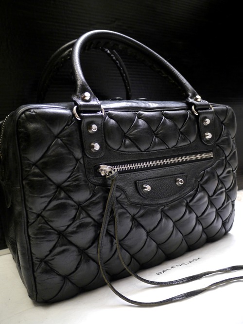 ◆BALENCIAGA バレンシアガ ザ・マトラッセ ミニボストン型 レザー トート ハンド バッグ 黒◆ エディターズラインから希少なマトラッセ♪