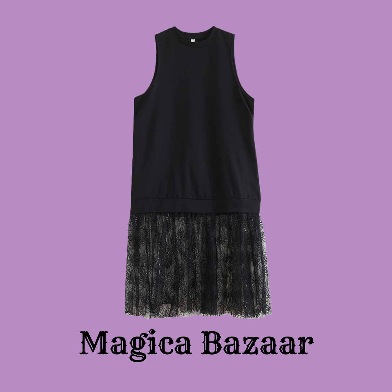 ミッドナイト・フラワー　異素材mixワンピ　M24386