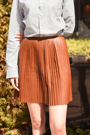 MSGM / vintage pleats design leather  skirt.