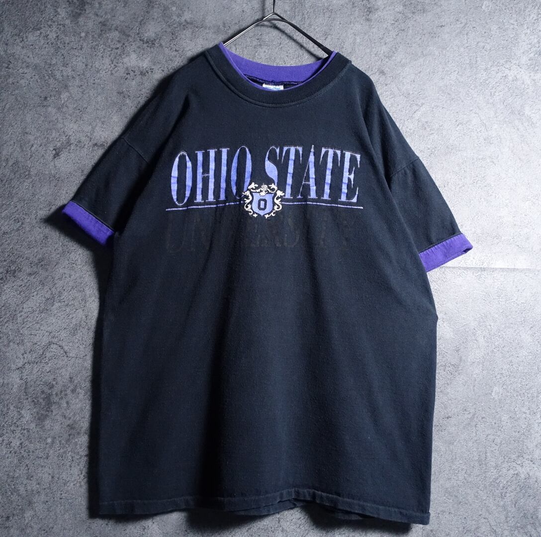 90s “Velva Sheen” Black College Double Face T-shirt