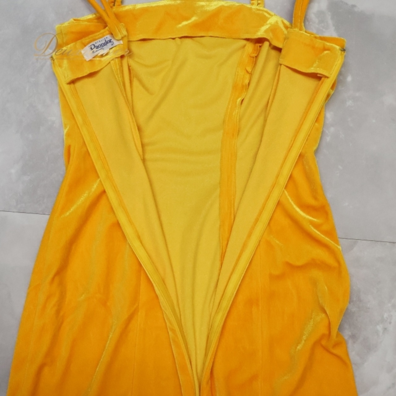 フラダンス 衣装 ワンピース ドレス パンドール イエロー系 Paondor ベロア生地 日本製 キャミソールワンピース キャミソールドレス かわいい 華やか 鮮やか 華やか 上品 高級感 ハワイアン アロハ フラ ダンス レッスン 練習 フラドレス