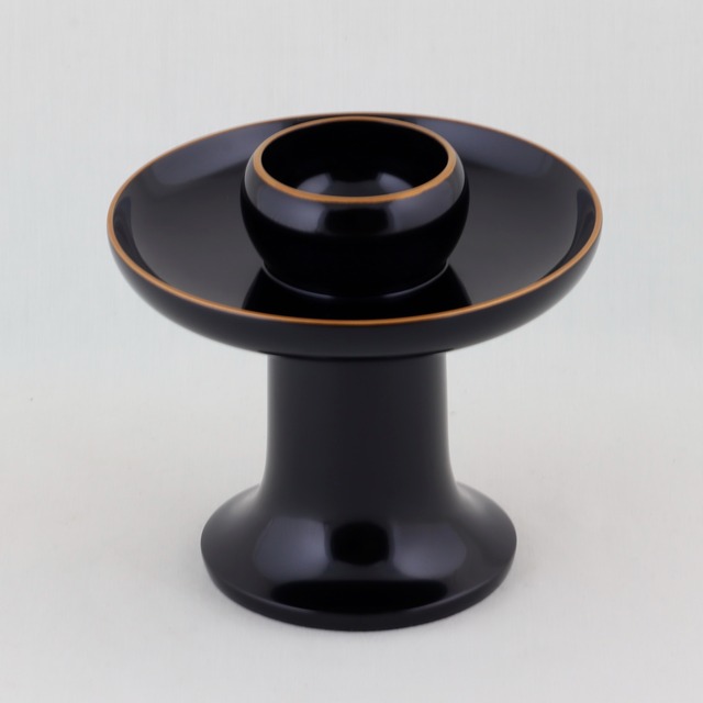 140  輪島塗　献高茶台・天目台／総黒塗／金縁蒔絵