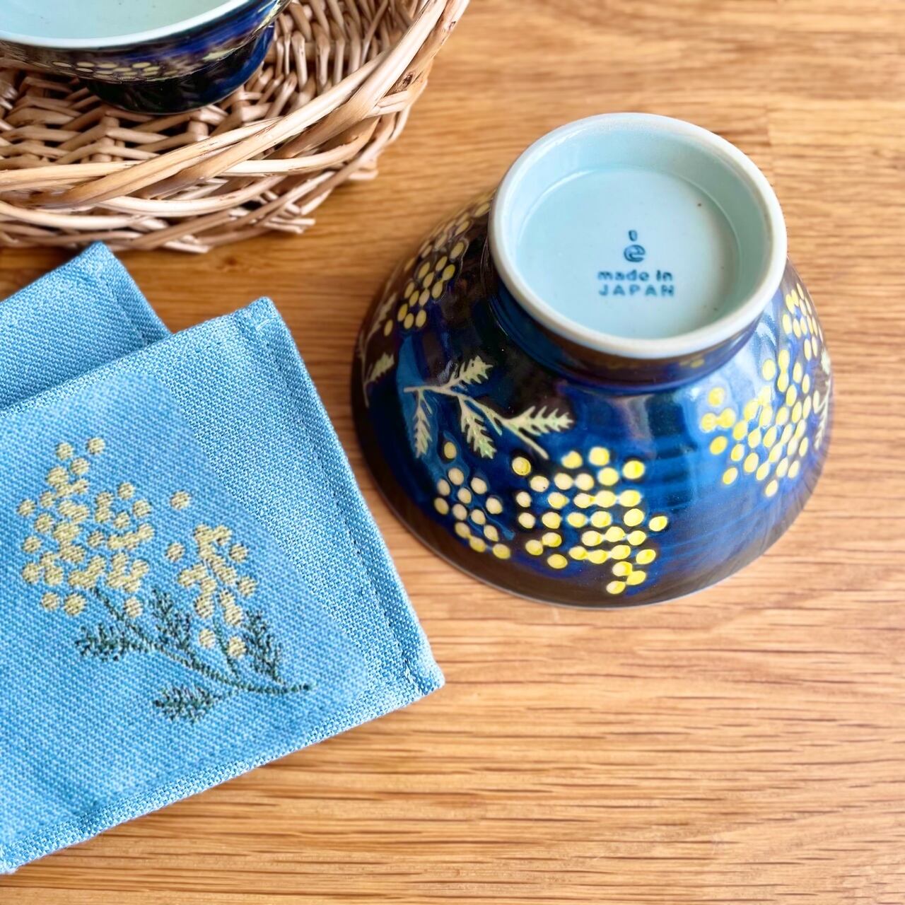 【 残り１点 】ミモザワルツ お茶碗 ブルー｜波佐見焼 日本製
